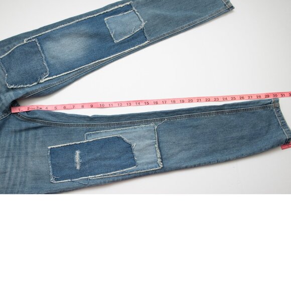 Free People Patched Jean Skinny Mid Rise Denim Patchwork Blue Size 28 - Picture 6 of 6